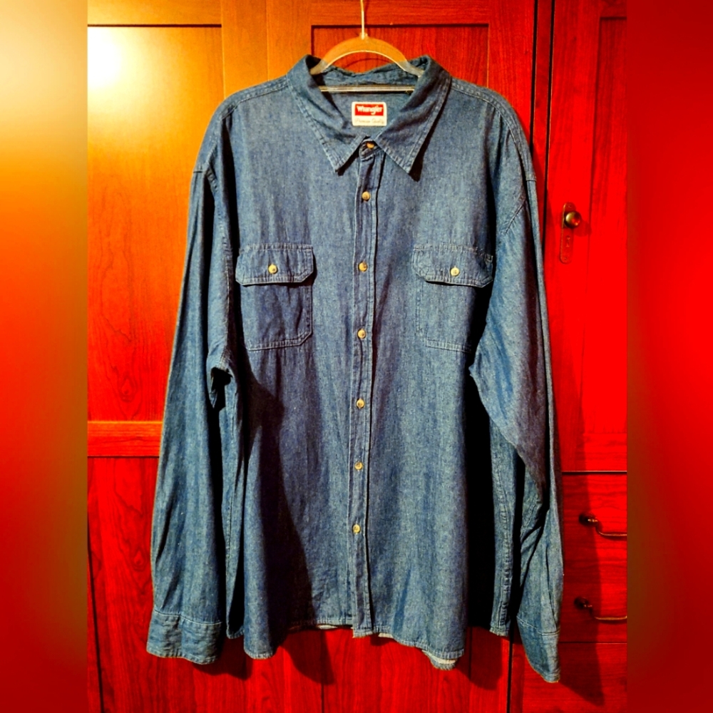 Wrangler Premium Denim Button Up Long Sleeve Shirt